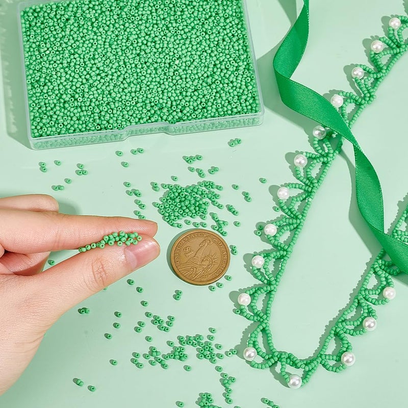 PH PandaHall 6000 Pcs 11/0 Glass Seed Beads Opaque Green 2mm Seed Beads Round Waist Bead Mini Loose Spacer Bead for Bracelets Necklaces Jewelry Making St. Patrick's Day Decoration - Image 3